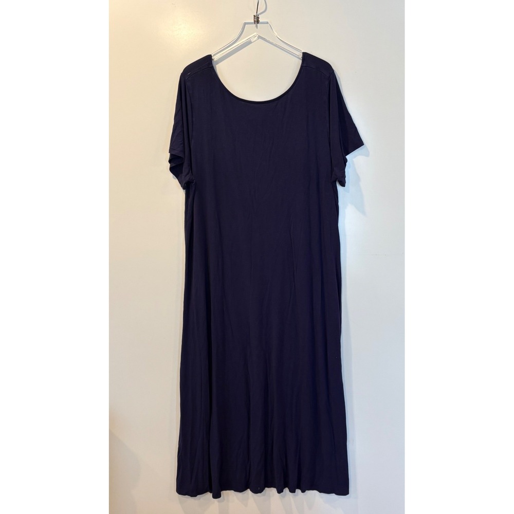 J. Jill Navy Pruple Blend Short Sleeve Scoop Neck Maxi Dress RN 97641